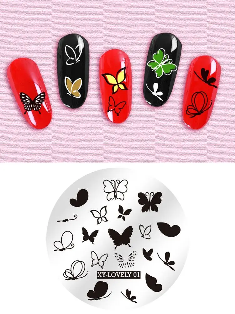 Новинка яркие шаблоны пластина для маникюра набор самостоятельного цветок