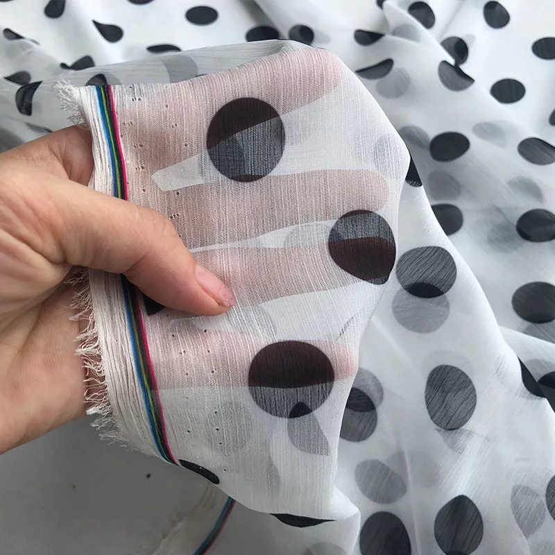 Ткань Shunwoo из полиэстера прозрачная в горошек с цифровой печатью тонкая