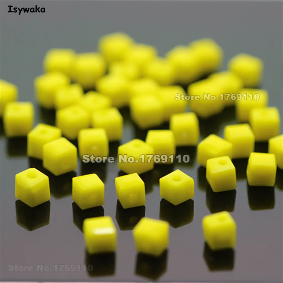 Isywaka-Cuentas de cristal austríaco cuadradas, Cubo de 3mm no hialino de Color amarillo, cuentas espaciadoras sueltas, fabricación de joyas DIY, 980 Uds.