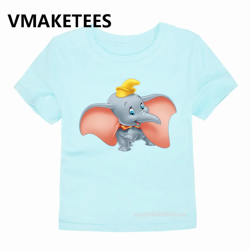 Детская футболка с принтом из мультфильма «Dumbo» одежда для малышей с забавным изображением слона Детская летняя футболка с короткими рукавами HKP2445B