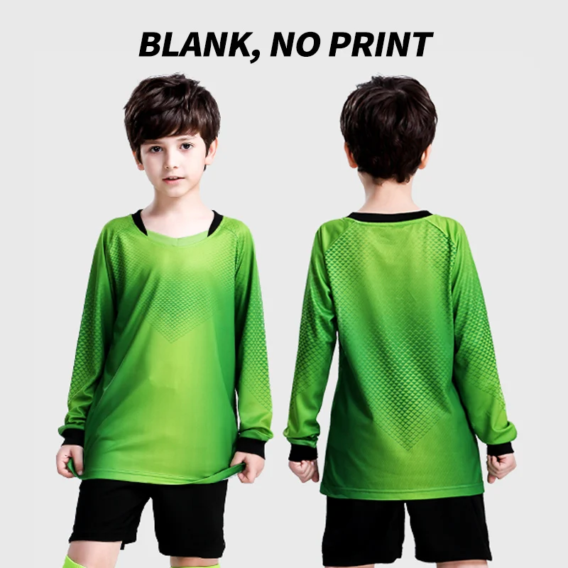 green long sleeve Детская футболка для футбола на заказ,, Camisetas De Futbol, Футбольная форма, детская спортивная одежда из полиэстера с длинными рукавами - Цвет: green long sleeve