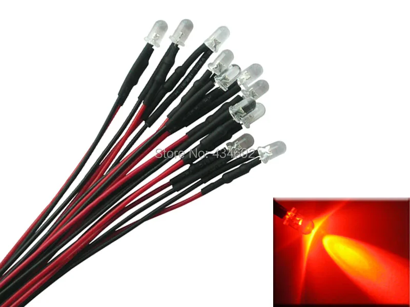 20 шт. 5 мм круглые оранжевые Предварительно смонтированные светодиоды Проводные