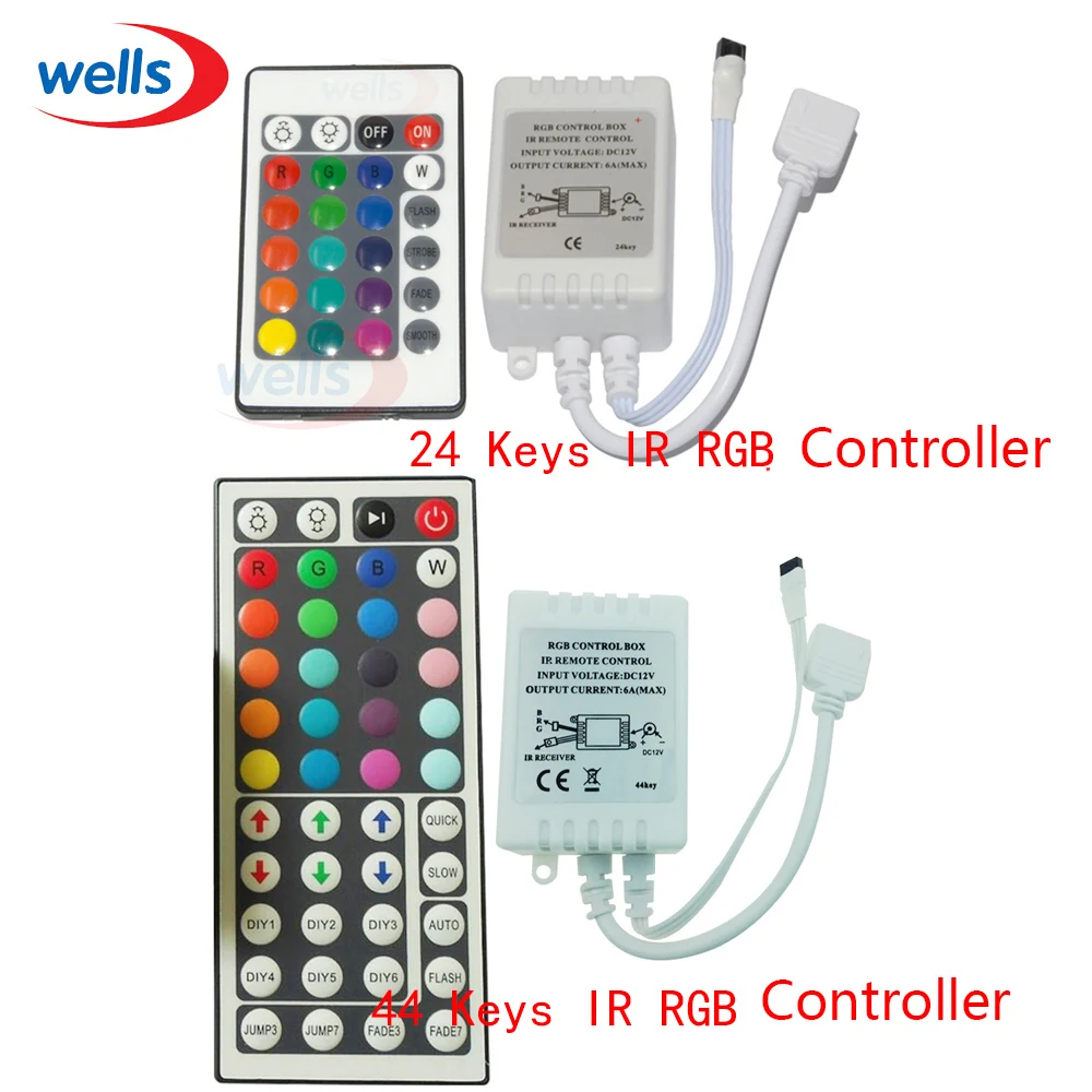 Последний светодиодный 1 шт. 24 клавиши 44 ИК беспроводной контроллер RGB DC12V 6A