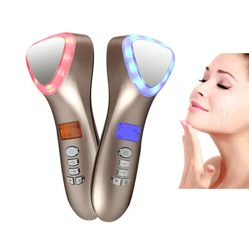 

Ultrasonic Cryotherapy Hot Cold Hammer Face Lifting Skin Tightening Shrink Pore LED Light Photon Facial Massager Skin Care