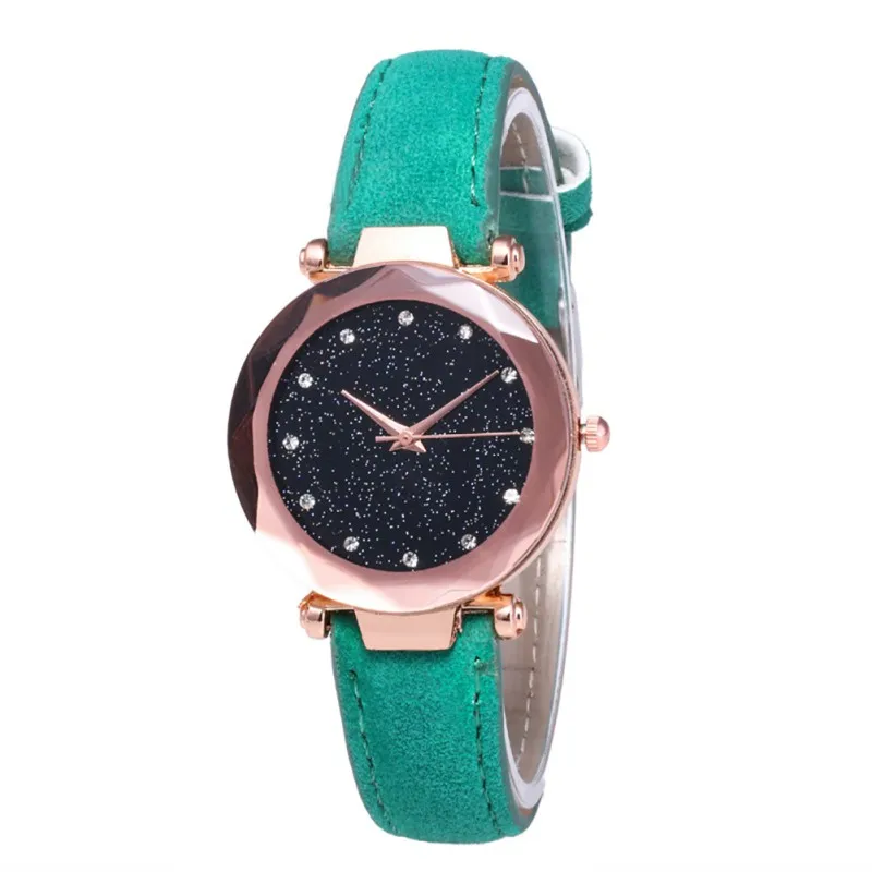 

Luxury Leather Ladies Personality Watch Starry Diamond Design Diamond Watch