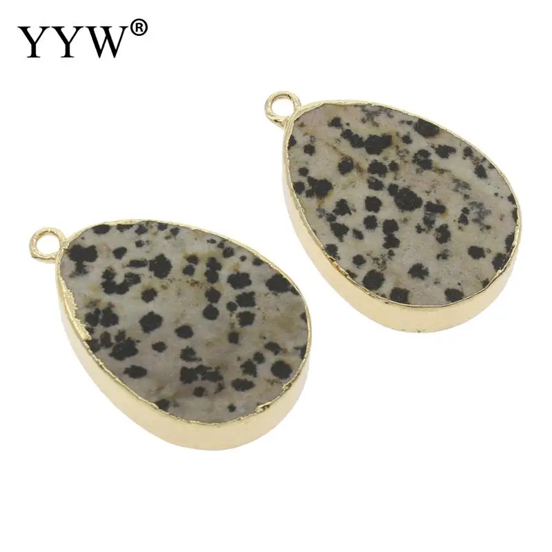 Натуральный Камень Каплевидный золотой цвет подвеска далматинец драгоценный