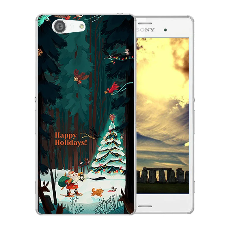 Мягкий силиконовый чехол для Sony Xperia Z3 Compact mini с рисунком Merry X'MAS телефона M55W D5803