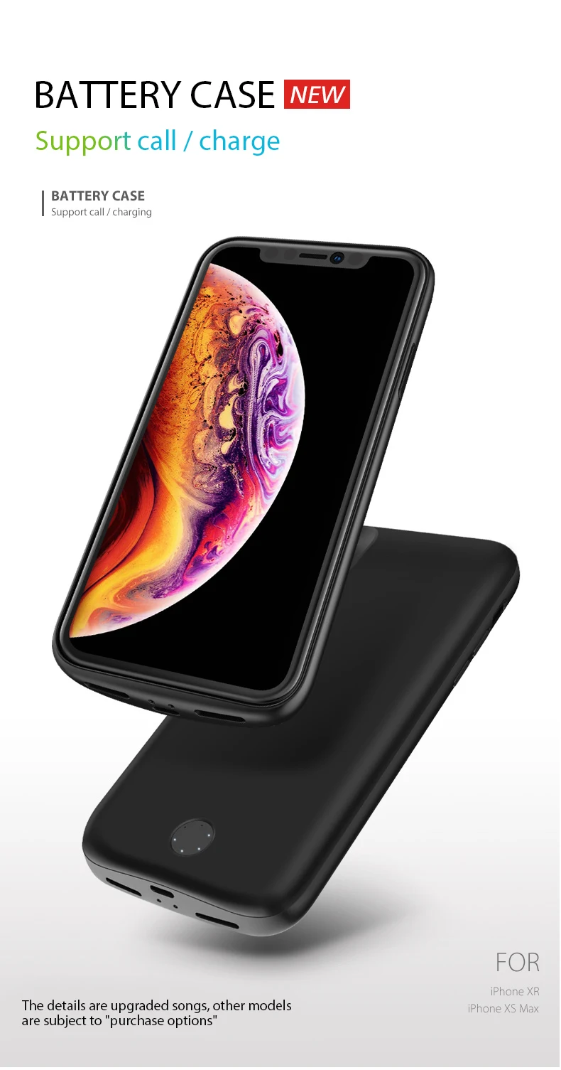 VVKing Аккумулятор Чехол для iphone XS Max зарядное устройство чехол 5000 мАч/6000 мАч Чехол-Аккумулятор Чехол для iphone XS XR power Bank чехол