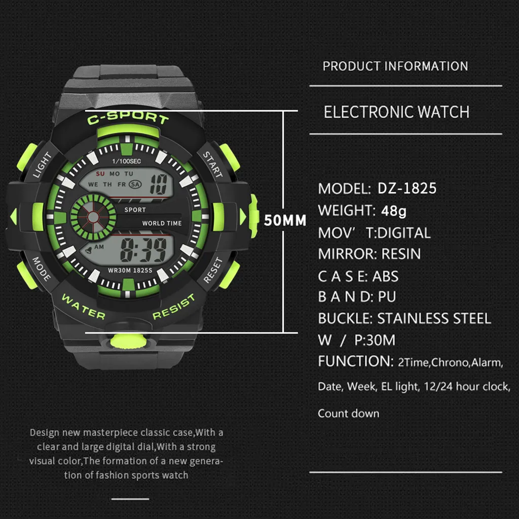 Роскошные часы 2019 мужские цифровые электронные военные спортивные светодиодные