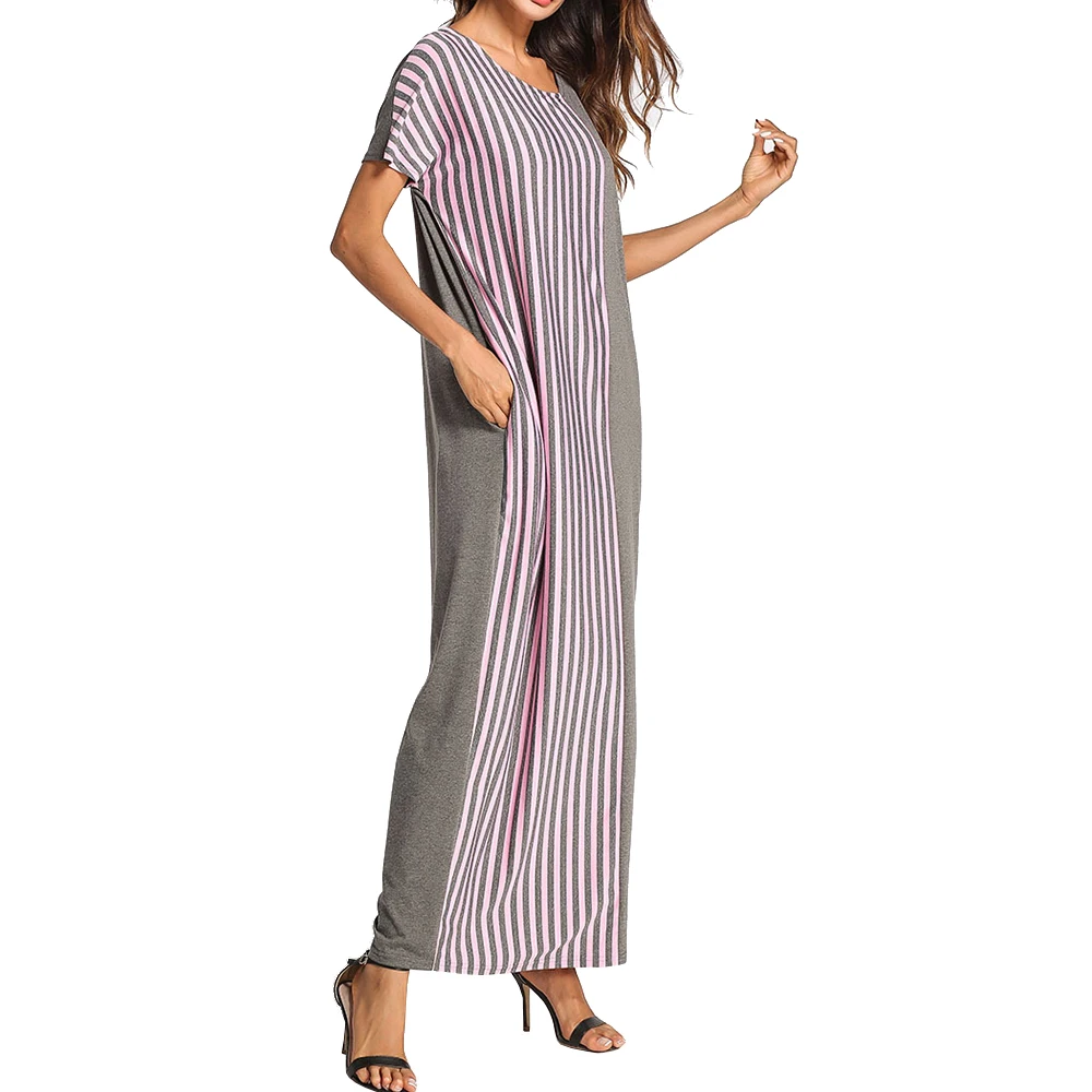 2018 женская летняя рубашка с рукавами летучая мышь и круглым вырезом в полоску