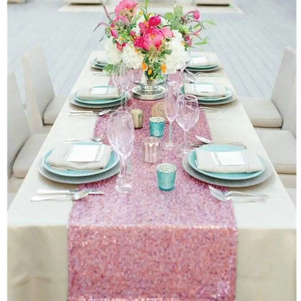 Сплошной цвет высокой плотности блёстки настольная дорожка для свадебной