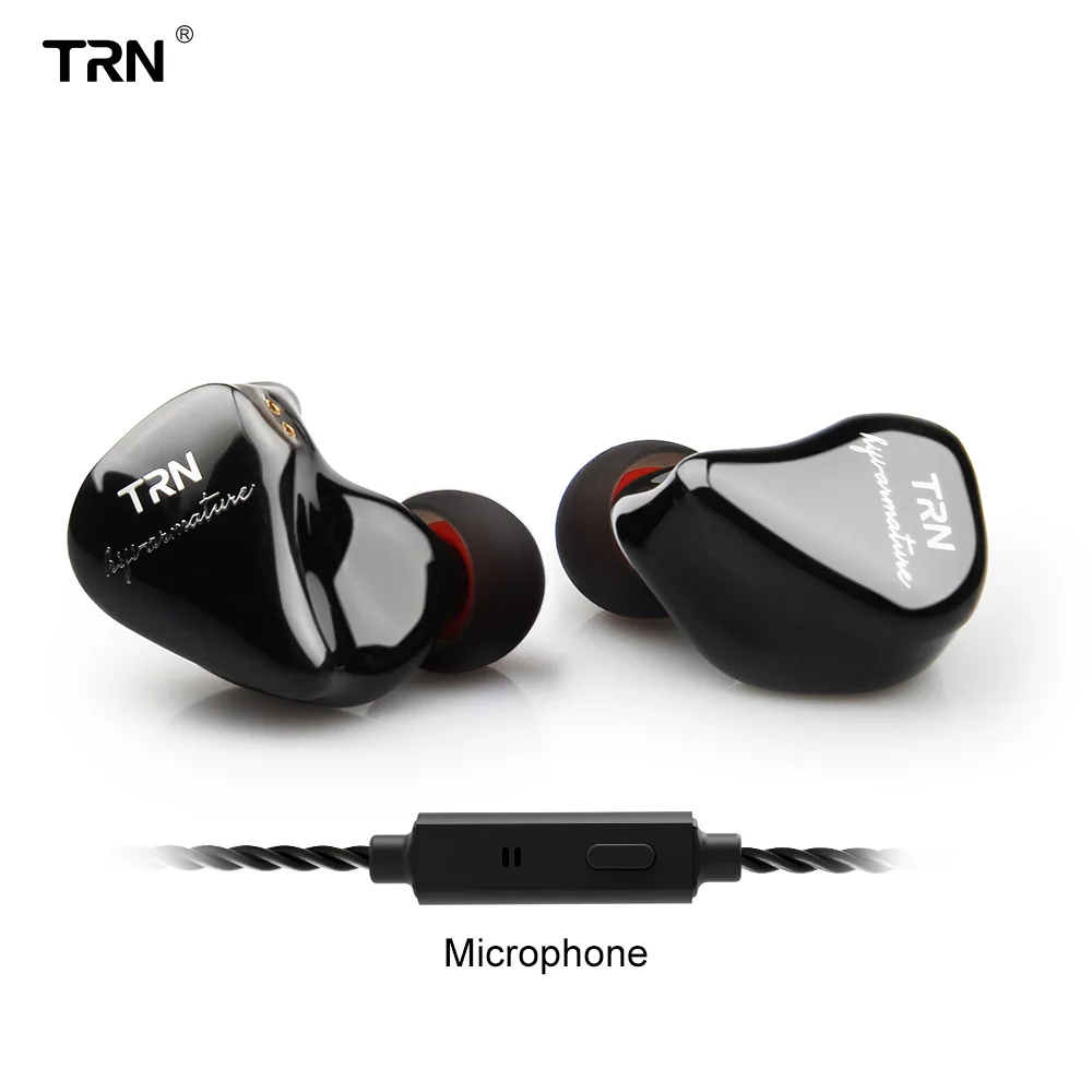 blk with mic TRN IM1 Pro 1BA+ 1DD Гибридный TRN Наушники Hi-Fi Monito спортивные наушники ушной гарнитуры 2Pin съемная - Цвет: blk with mic