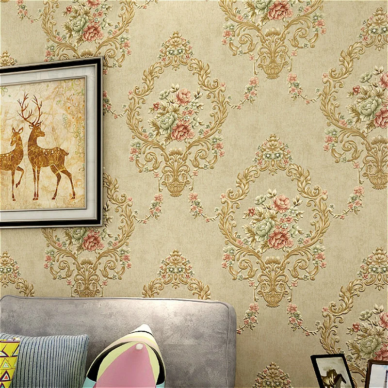 

Living room sofa bedroom TV background home European-style carved embossed moisture-proof soundproof thickening wall stickers