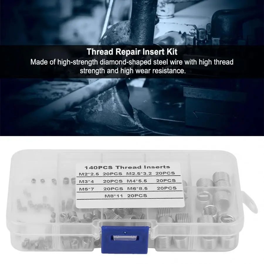 140 шт./компл. Резьбовая вставка из нержавеющей стали втулка с резьбой проволоки