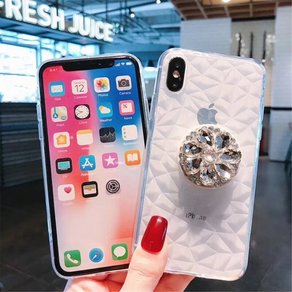 HUANQING Luxury Diamond Soft Case for iPhone 7 8 6s Plus Bling Clear TPU Transparent Shockproof Cover For X XR XSMAX |