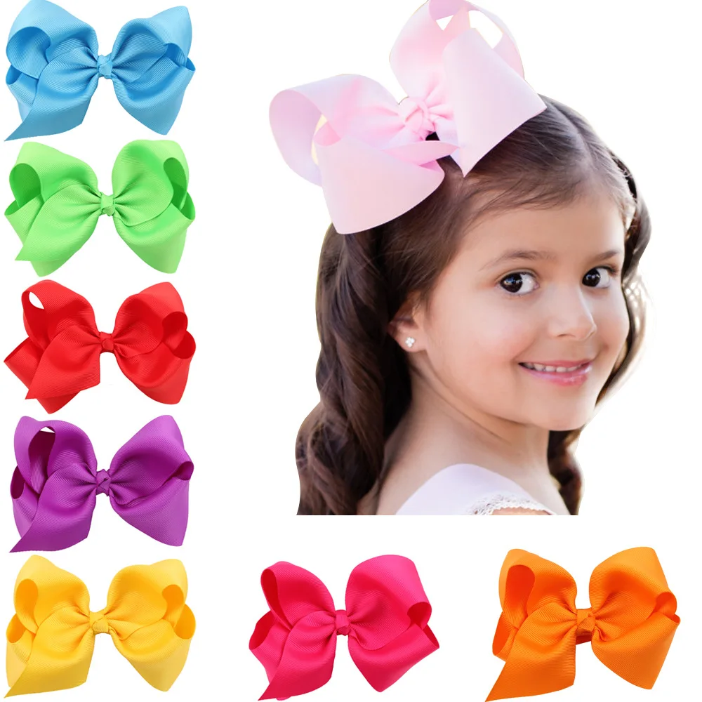 10pcs/lot 5 Inch Big Hair Bow Girls Solid Ribbon Bows With Clip Boutique Hairpin kids Accessories |