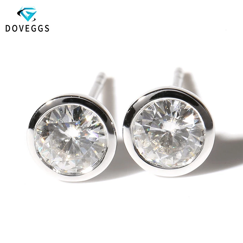 Серьги гвоздики DovEggs из белого золота с муассанитом 1 шт. 5 мм|earrings earring|earring colorearring