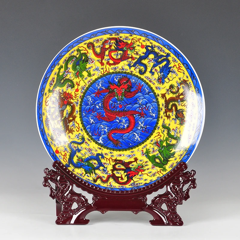 Fengshui художественная керамическая декоративная тарелка Древние китайские Девять