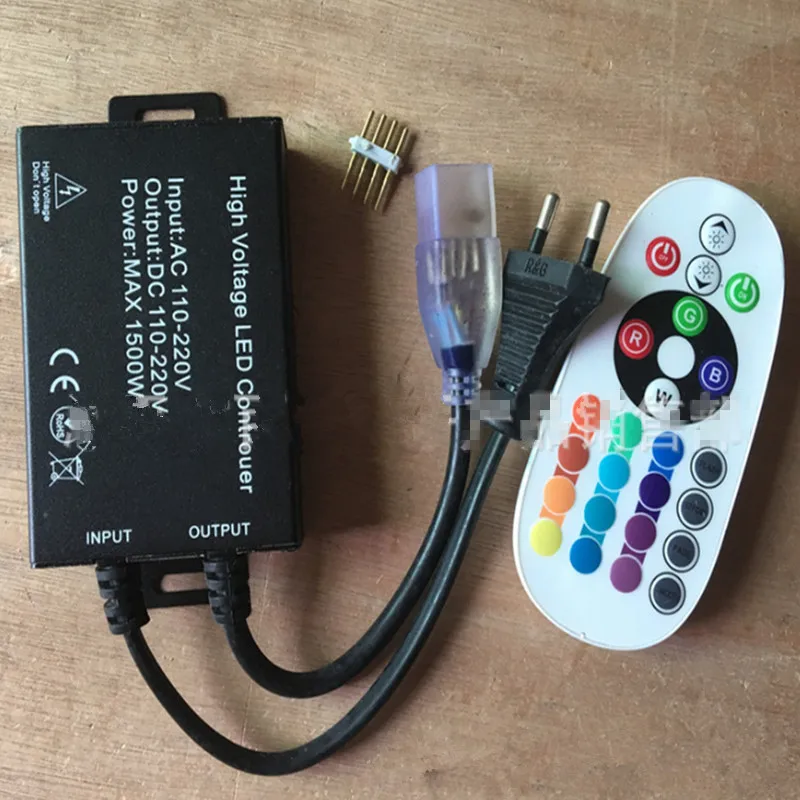 AC 220 В 110 Led RGB контроллер Диммер 24 ключа ИК пульт 1500 Вт 8 мм/10 мм/12 мм разъем US plug/EU plug