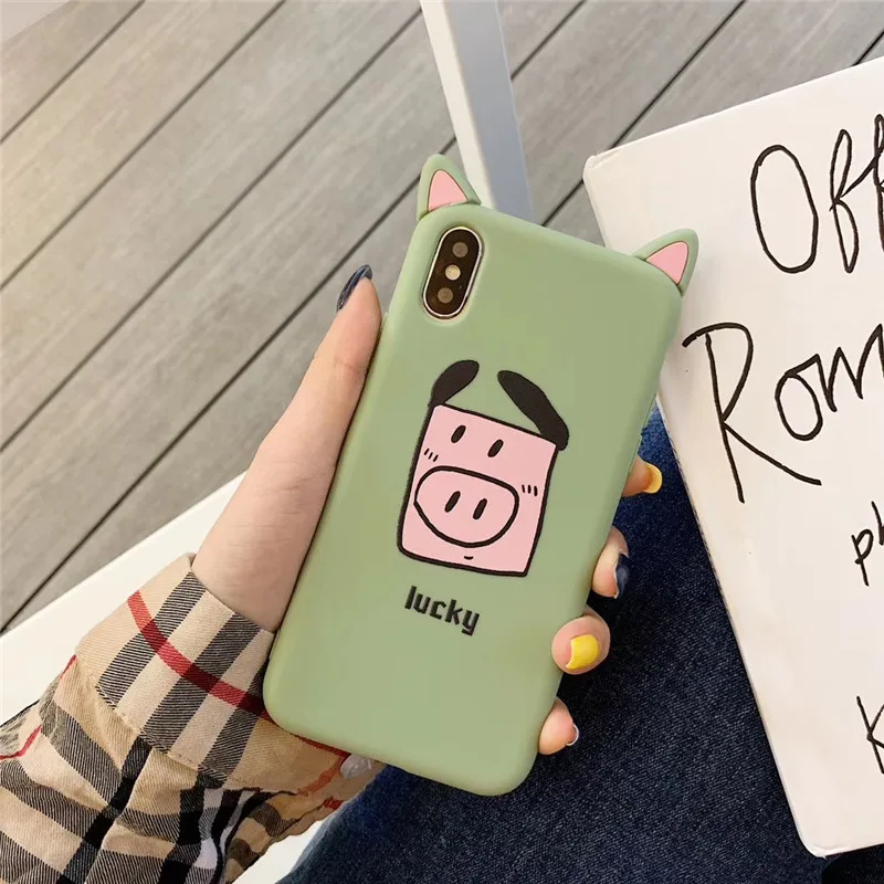 Cute Cartoon Couples Phone Case For iphone XMax XS XR Soft TPU Fundas Iphone6 6S 7 8 Plus Lovely Piggy Pattern Capa |