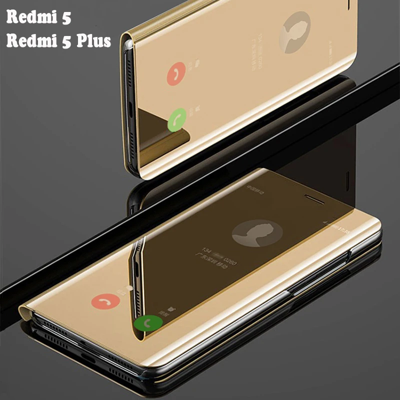 YonLinTan флип умный зеркальный чехол для телефона Xiaomi Redmi 5 Plus plus жесткий кожаный