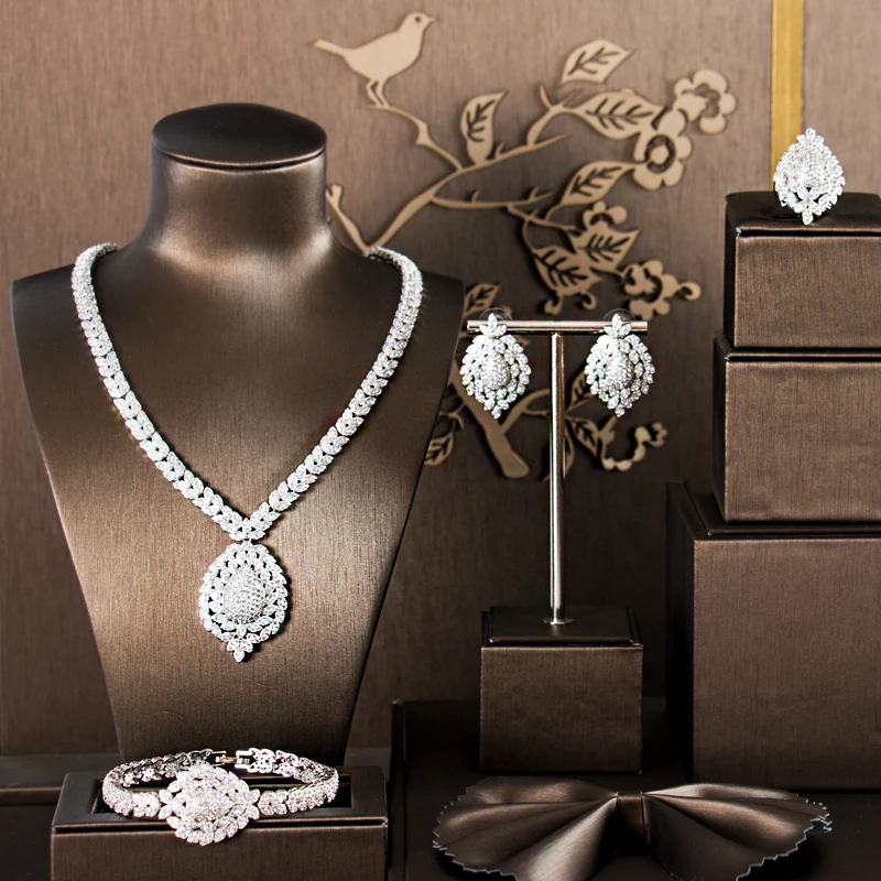 LANFLORA новый роскошный серебряный и золотой цвет кубический цирконий ювелирные