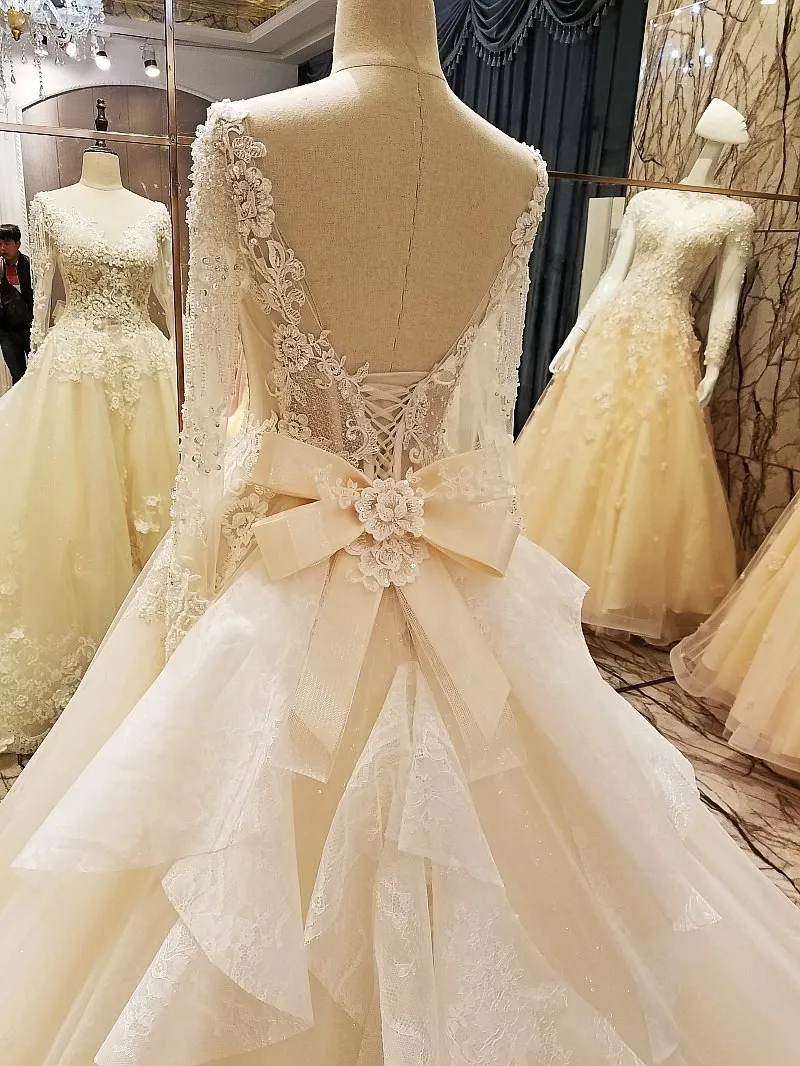Backlake Robe de mariage 2018 кружевное бальное платье длиной до пола кружевные свадебные