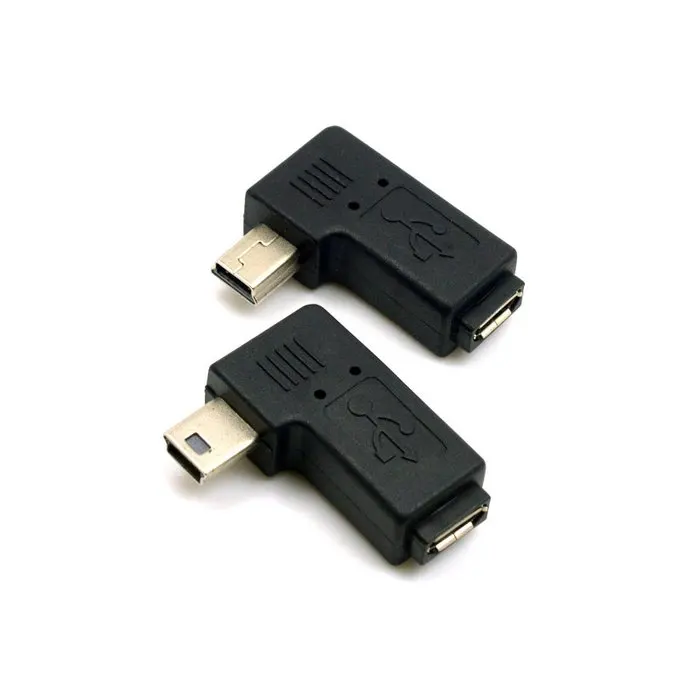 2 шт. 90 градусов левый и правый угловой мини USB 5pin папа к Micro Женский синхронизации