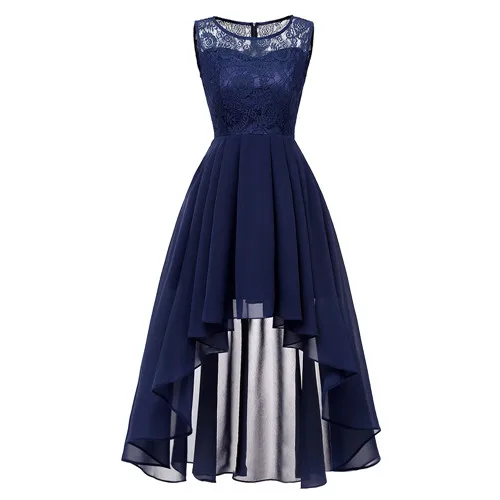 Dark blue OML536Z# летние сексуальные кружевные шифоновые фиолетовые розовые платья подружки невесты Короткие Длинные вечерние платья для выпускного вечера оптом дешевые женские платья оптом - Цвет: Dark blue