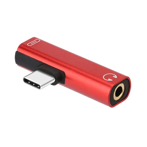 Red Мини Тип C аудио адаптер 2 в 1 тип-c до 3,5 мм разъем для наушников кабель USB-C зарядки код зарядки для samsung Xiaomi huawei LG htc - Цвет: Red