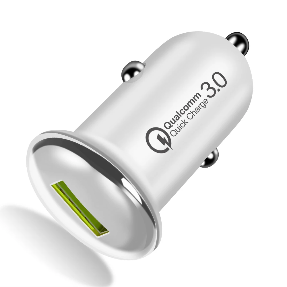 Мини 18 Вт Быстрое зарядное устройство переходник USB для зарядки в машине Быстрая зарядка 3,0 Автомобильное зарядное устройство автоматическая зарядка для мобильных телефонов Xiaomi One plus 5T - Тип штекера: Silver