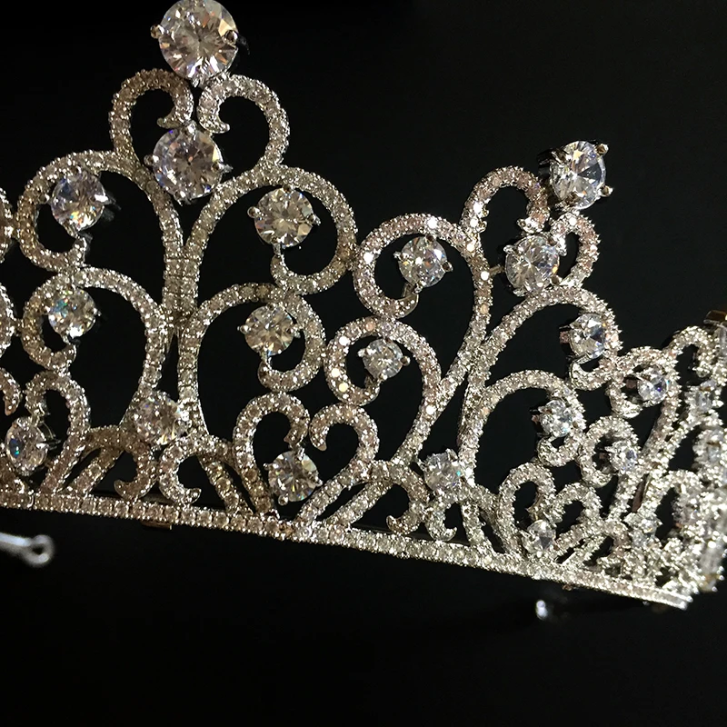 HIMSTORY европейские невесты большой сверкающий белый полный Циркон Тиары Корона