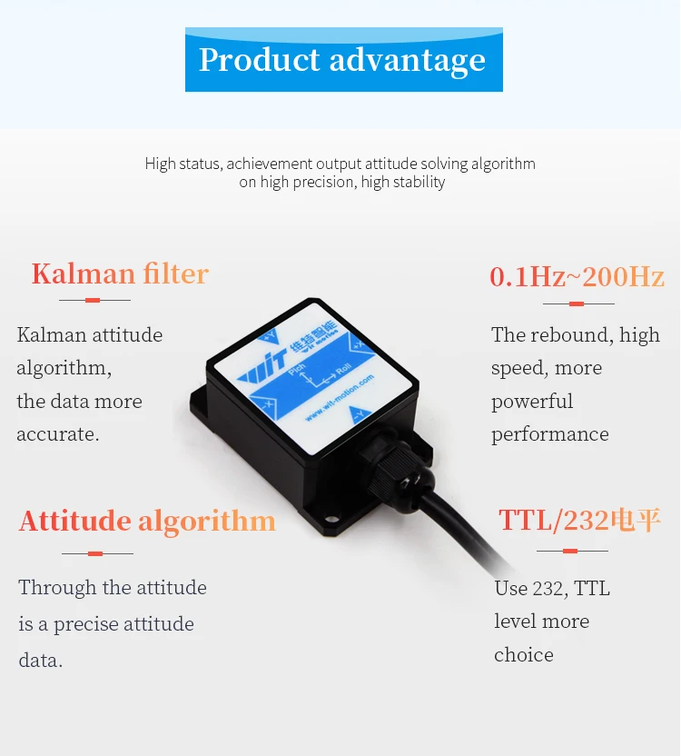 WitMotion HWT901B Высокоточный Инклинометр AHRS, защита IP67, встроенный модуль RM3100 военного класса, низкий дрейф угла Z