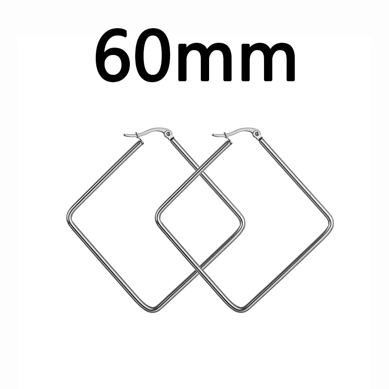 Square60mm ELSEMODE, 6 видов, серьги-кольца, трендовые, золотые, круглые, овальные, сердце, квадратные, нержавеющая сталь, петли, серьги для женщин, вечерние, подарок - Окраска металла: Square60mm