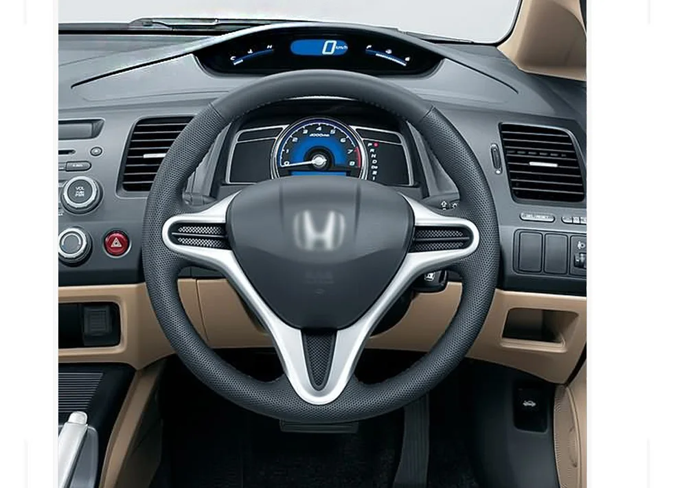 LUNDA черный кожаный чехол рулевого колеса автомобиля для Honda FIT Civic старый Civic 2006-2011