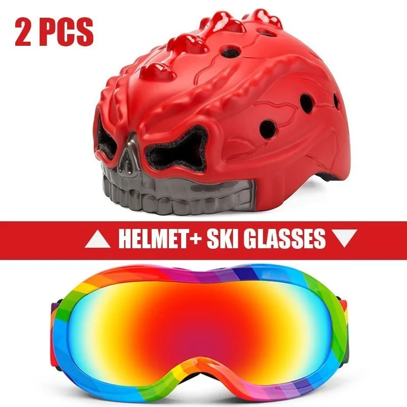 2 Pcs Ski Helmet Goggles Boys And Girls Snowboard Helmet Moto Snowmobile Skateboard Safety Helmet Mask Winter Skiing Goggles - Цвет: Color18
