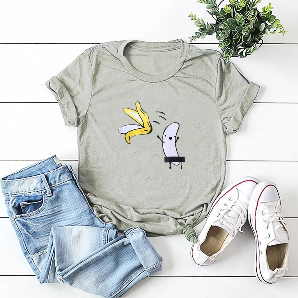 Женская летняя футболка Womail с мультяшным принтом рубашка коротким рукавом