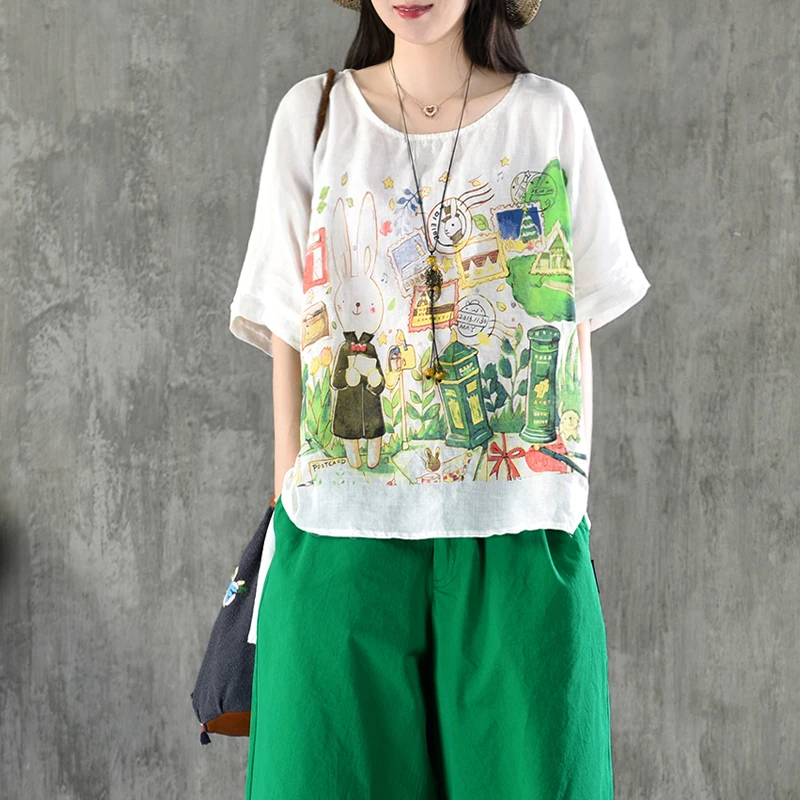 Chinese Style Clothing Women Cotton Linen Summer Loose Short Front Literary Blouse Vintage Shirt Ladies Tops TA1375 | Тематическая