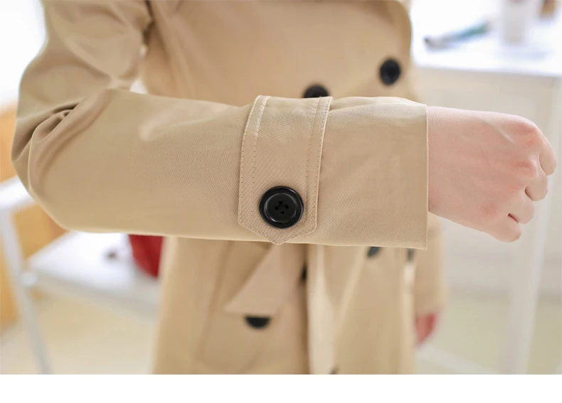 2017 Демисезонный Для женщин Тренч средней длины однотонные Пальто двубортное Slim