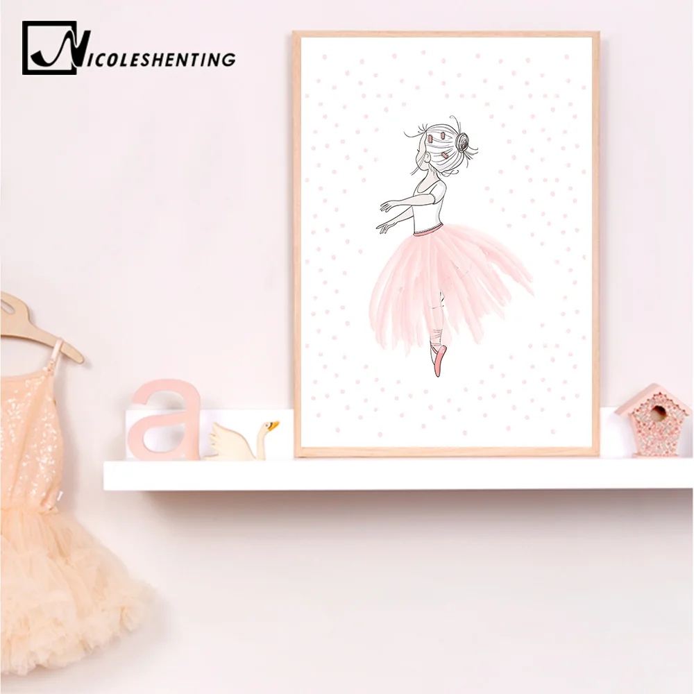 Настенная картина Kawaii для детской комнаты Картина на холсте розовые Мультяшные