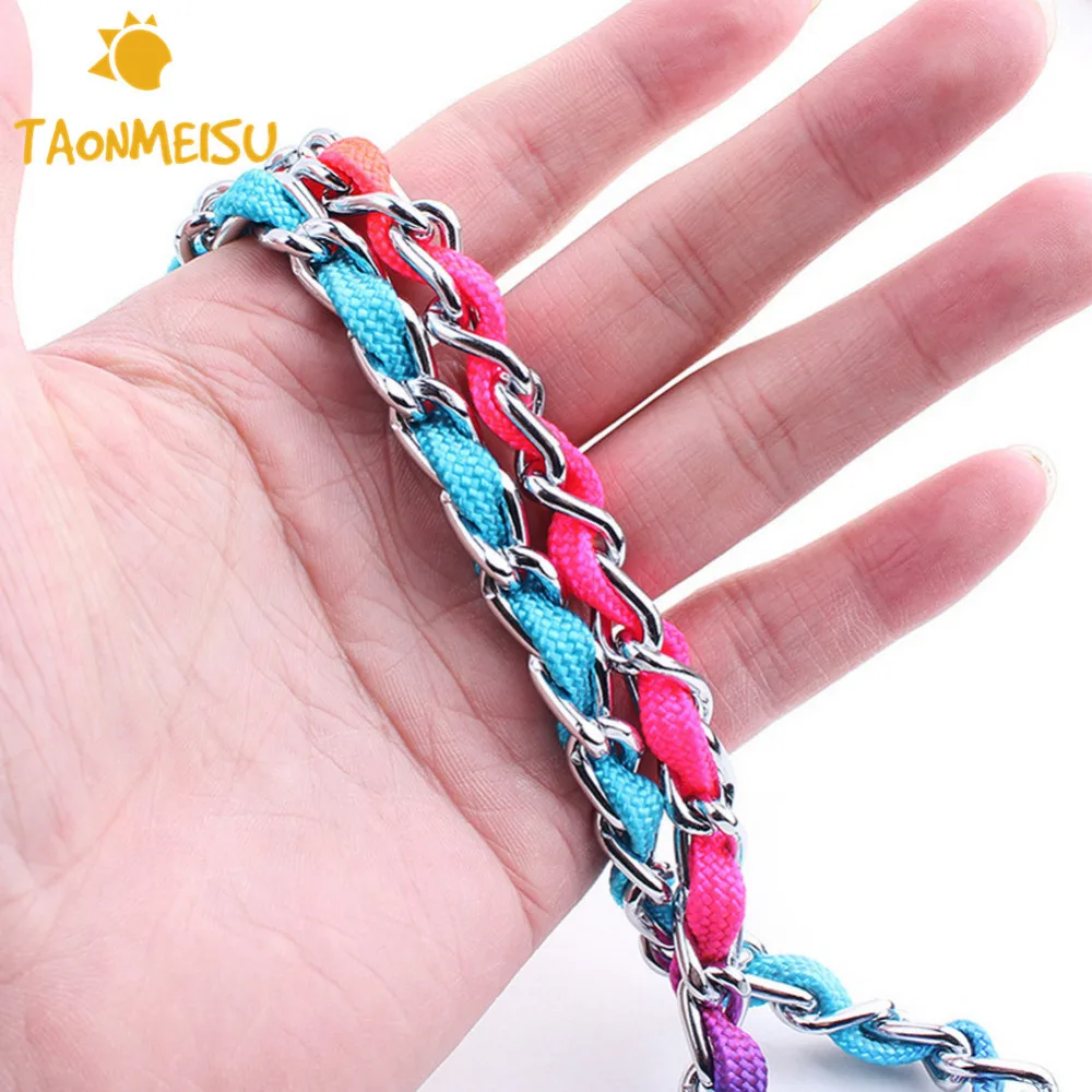 

10 Pcs/Lot Pet dog cat nylon with metal collars adjustable quick release colorful rainbow leads accessories suppliers wholesale
