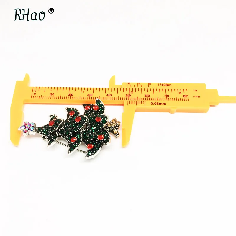 RHao, Рождественское украшение, Зеленый Кристалл, Рождественская елка, броши для женщин, мужчин, детская одежда, шляпы, воротник, пряжки, брошь, подарок, бижутерия