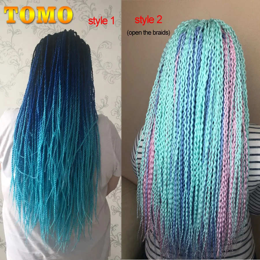 TOMO 24-Inch Small Crochet Braids Hair Senegalese Twist Ombre Synthetic Colored Braiding Hair Extensions image 3