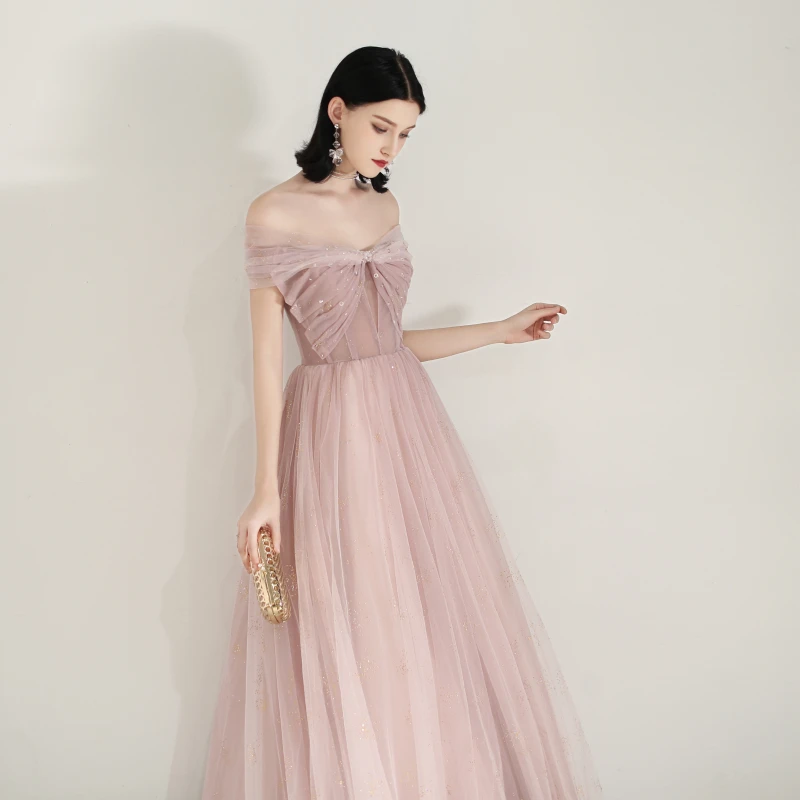 SSYFashion Новое милое бежевое розовое вечернее платье с вырезом лодочкой длиной до пола элегантные официальные платья для вечера встречи выпускников платья Vestido De Noche