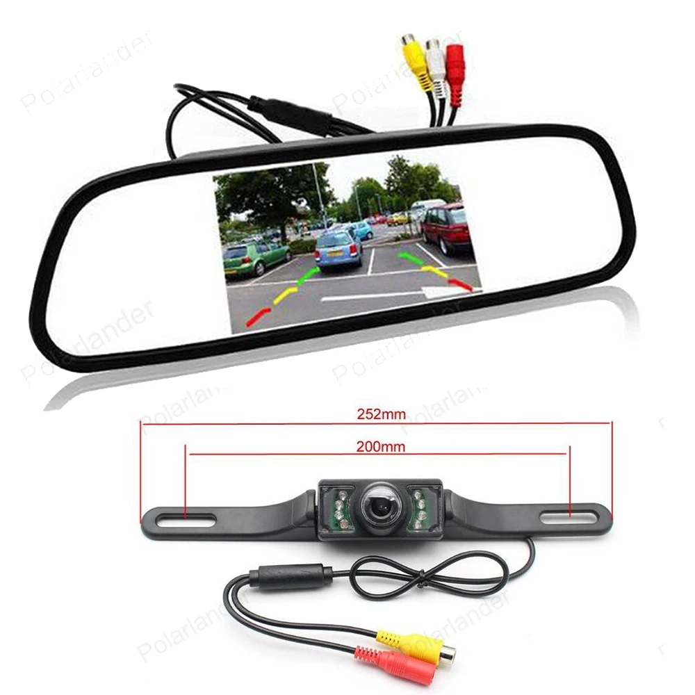 5 Inch TFT 800*480 Car Parking Mirror Monitor 2 Video input + Night Vision Reverse Backup 7 LED Rear View Camera | Автомобили и