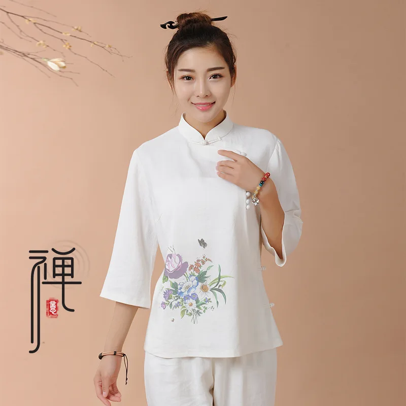 

women Spring&Summer lay suits cotton zen Buddhist Monk Buddhism Meditation martial arts clothes clothing sets Kampfkunstsets