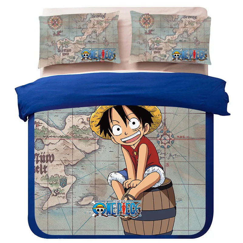 Cartoon One Piece 3D pink full queen king size cartoon bedding sets single double white boys quilts duvet cover set pillowcase | Дом и сад