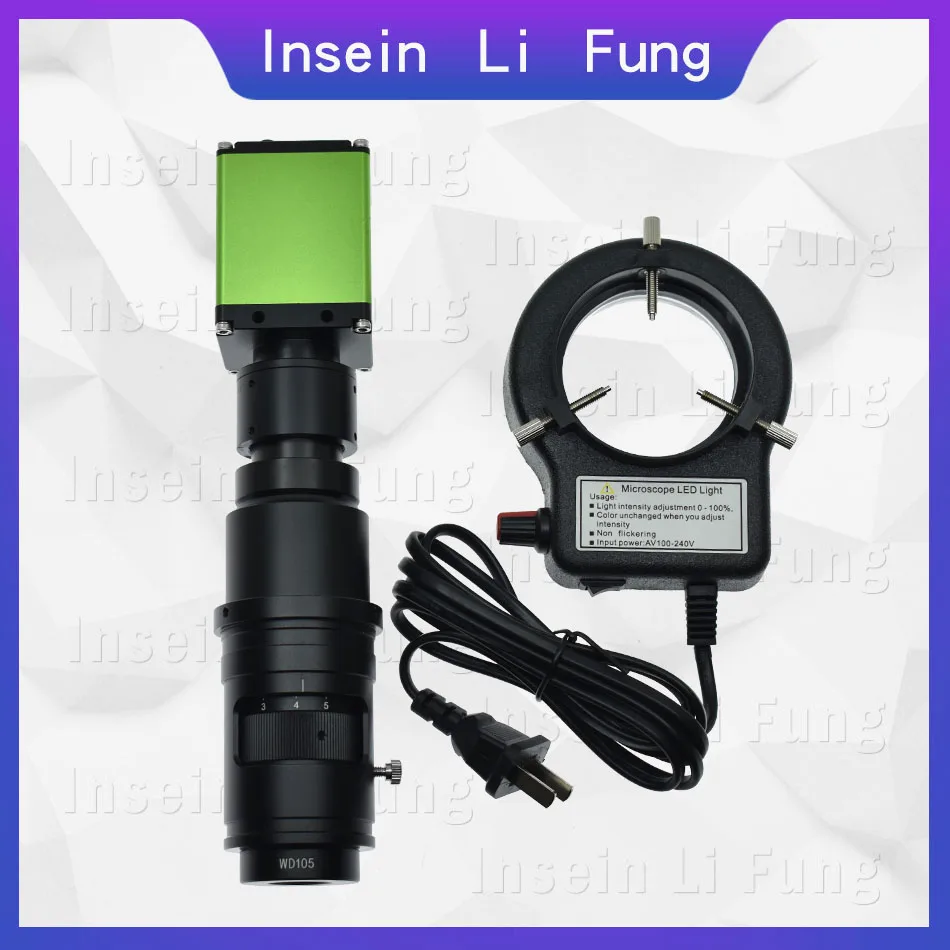 

FHD 1080P 60FPS 1/2-inch Chip Video Microscope Camera HDMI 20X-180X Continuous Zoom Full Focus C-Mount Lens Metal PCB Inspection