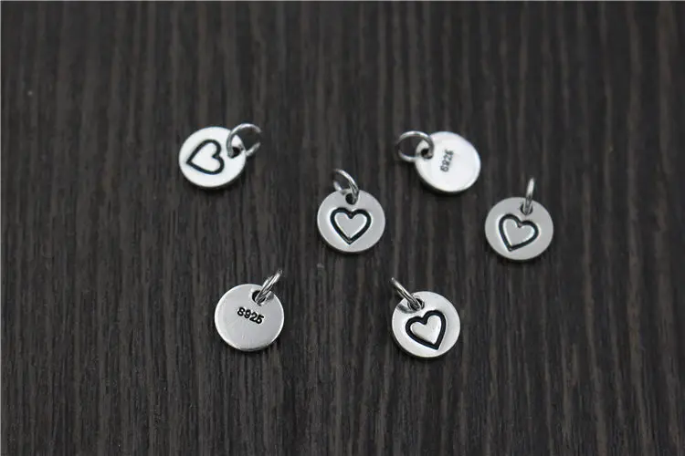 Uglyless Real S 925 Sterling Silver Heart Charms Accessories Jewelry DIY Sweet Love Findings MINI Round Flakes Pendants Bijoux | Украшения