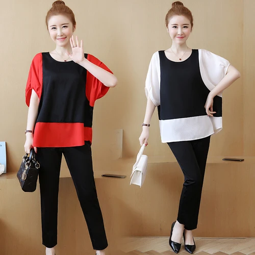 Плюс размер 5xl Женский комплект из двух предметов Свободный Тонкий Conjunto Feminino